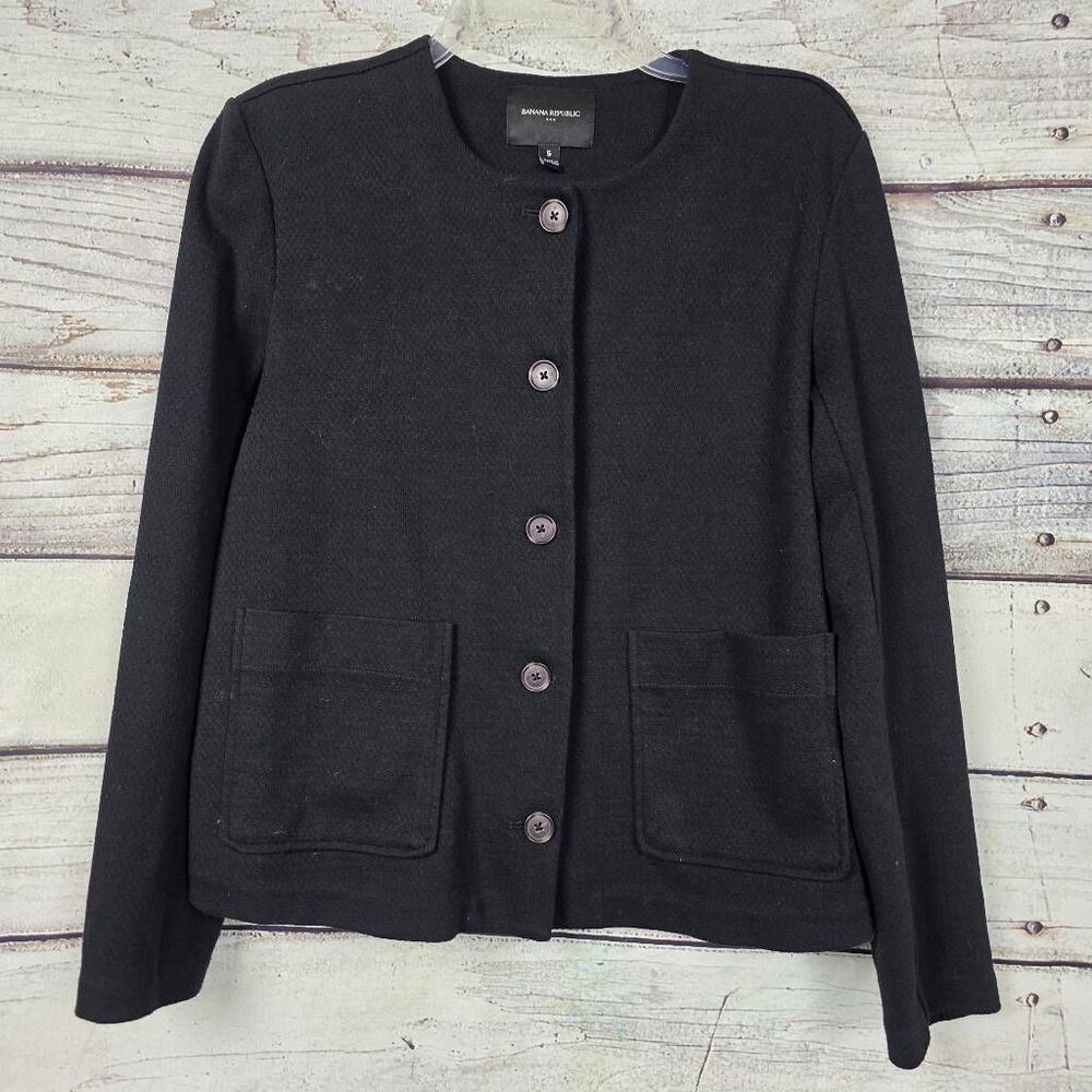 Banana Republic Black Button Front Knit Jacket Cardigan S